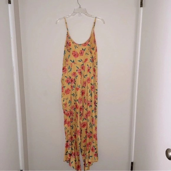 Billabong Yellow Floral Jumpsuit Boho Festival Whimsical Sleeveless Size Medium - Picture 7 of 17